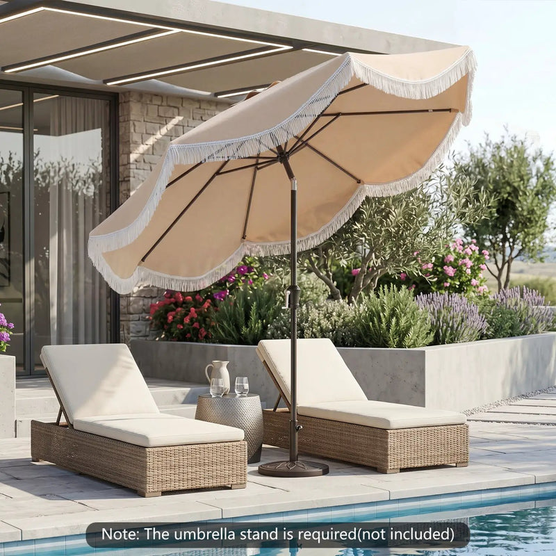 9 FT Outdoor Tassel Umbrella with Push Button Tilt by DirectDeals