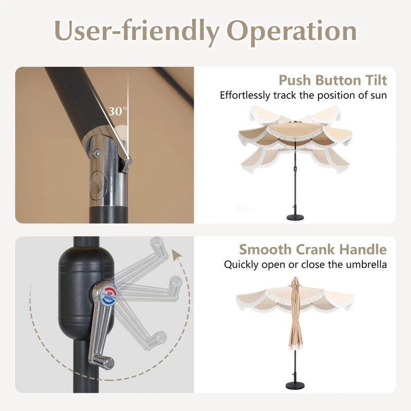 9 FT Outdoor Tassel Umbrella with Push Button Tilt by DirectDeals