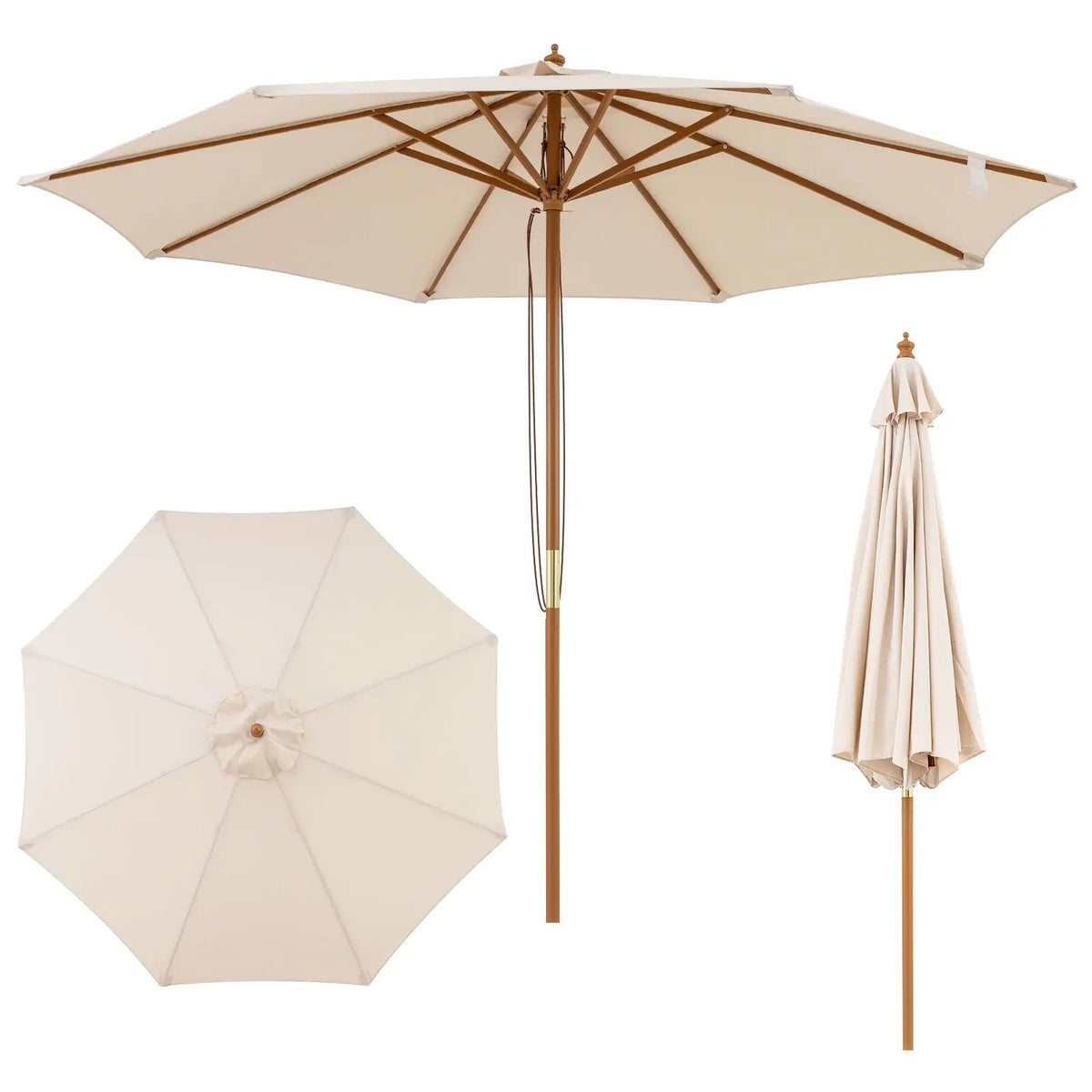 9 FT Patio Umbrella Outdoor Table Market Umbrella with 8 Sturdy Bamboo Ribs, photo 9 of 24
