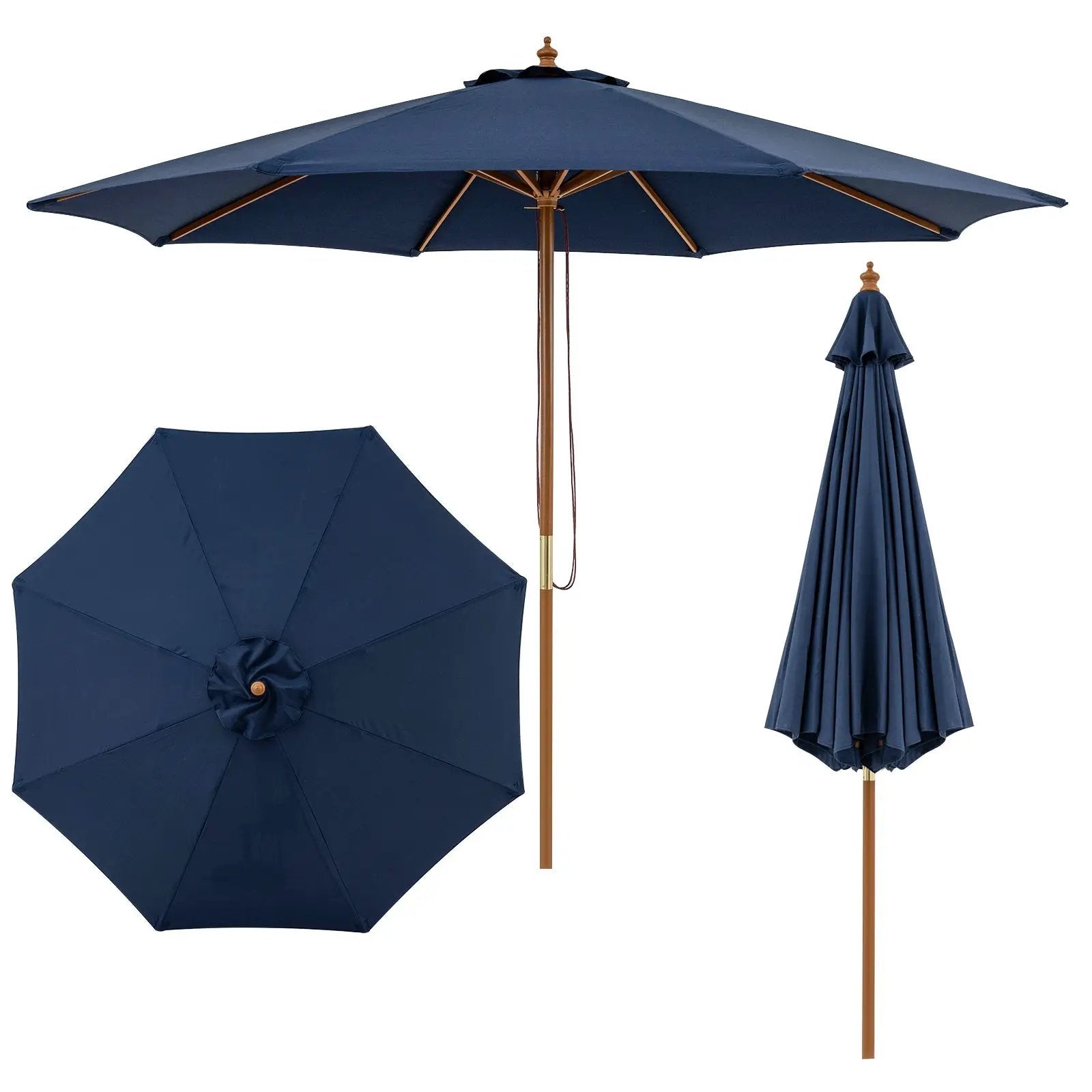 9 FT Patio Umbrella Outdoor Table Market Umbrella with 8 Sturdy Bamboo Ribs by DirectDeals