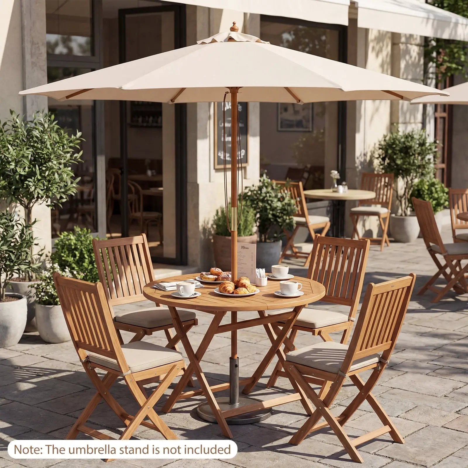 9 FT Patio Umbrella Outdoor Table Market Umbrella with 8 Sturdy Bamboo Ribs by DirectDeals