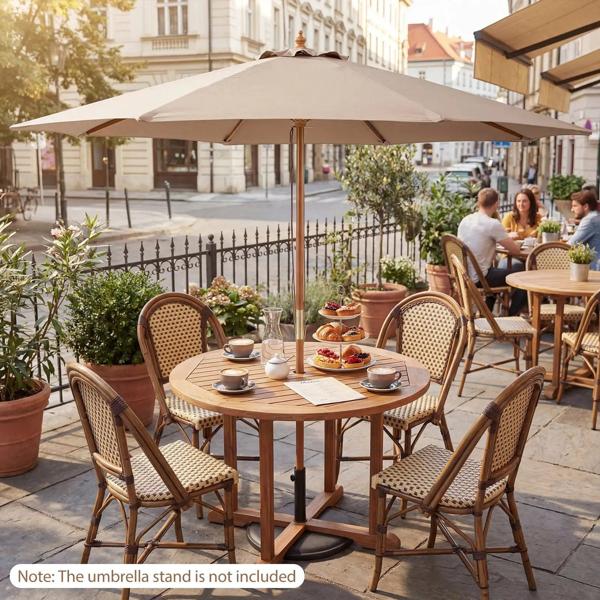 9 FT Patio Umbrella Outdoor Table Market Umbrella with 8 Sturdy Bamboo Ribs, photo 18 of 24