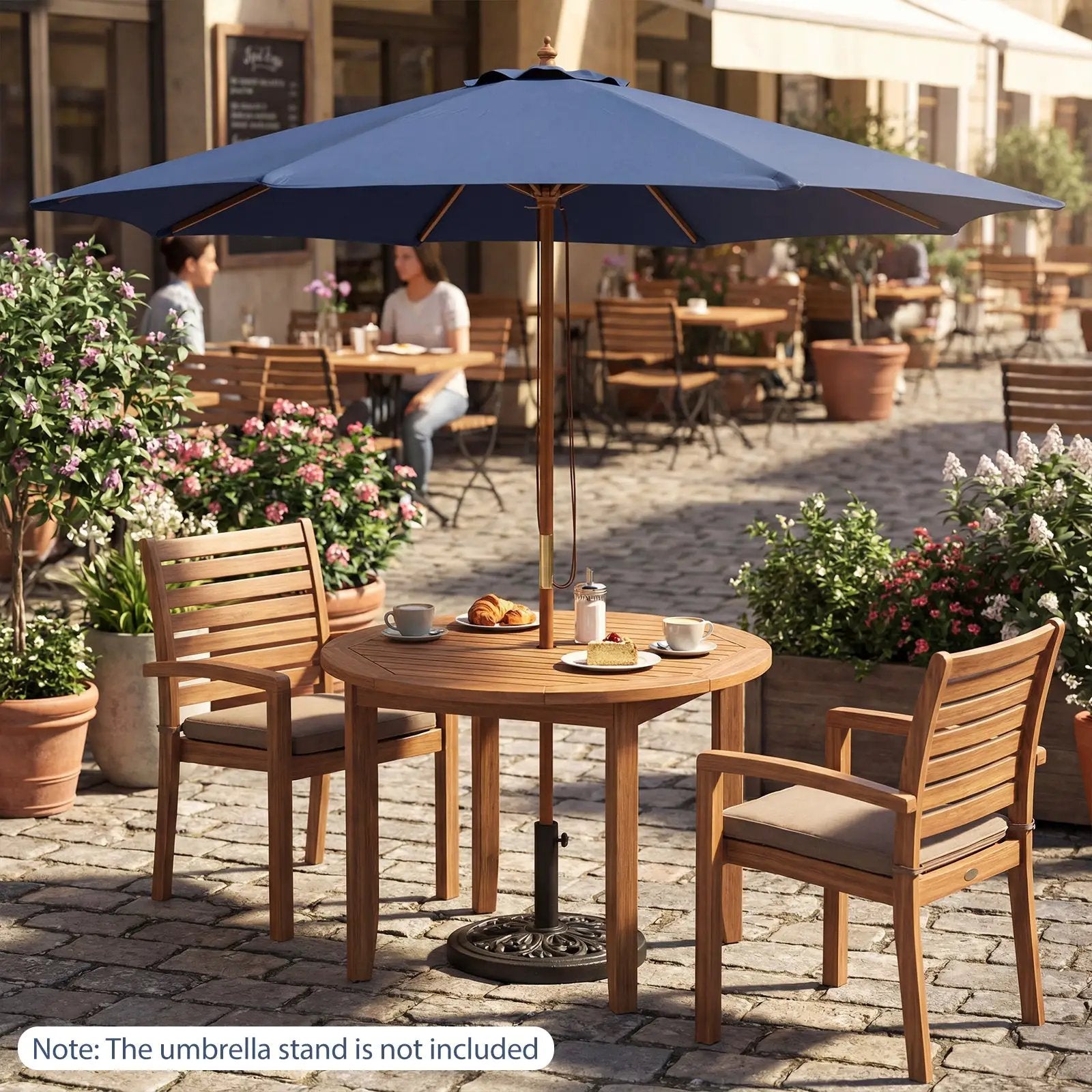 9 FT Patio Umbrella Outdoor Table Market Umbrella with 8 Sturdy Bamboo Ribs by DirectDeals