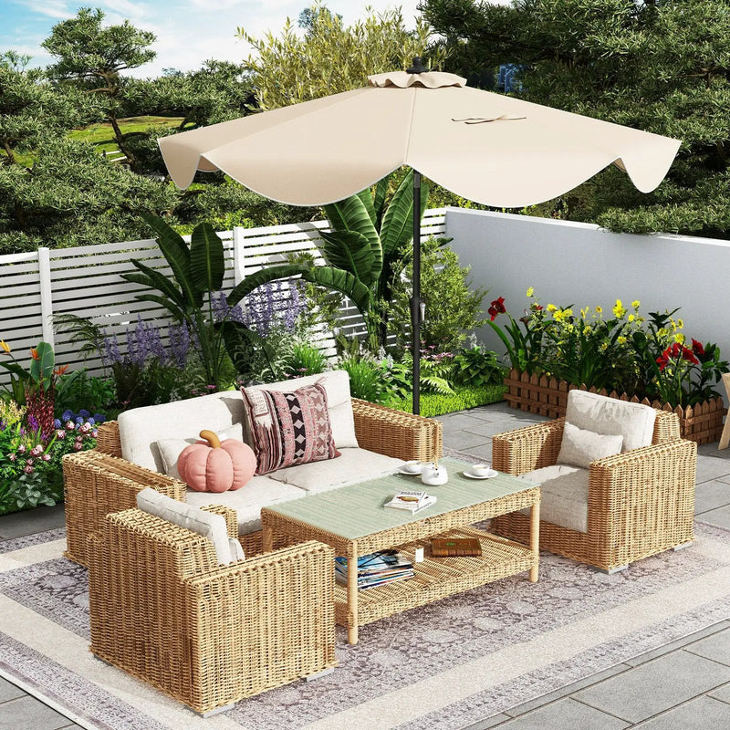 9 FT Patio Umbrella with Crank Handle and Push Button Tilt by DirectDeals