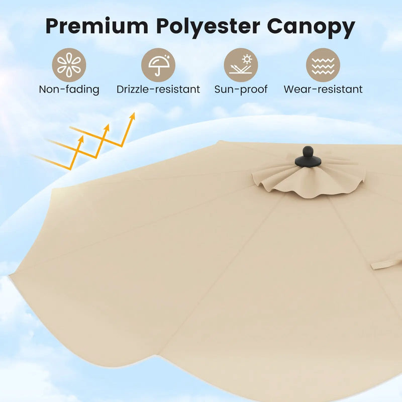9 FT Patio Umbrella with Crank Handle and Push Button Tilt by DirectDeals