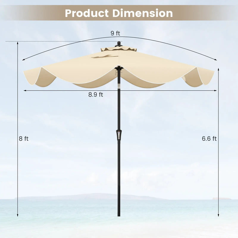 9 FT Patio Umbrella with Crank Handle and Push Button Tilt by DirectDeals