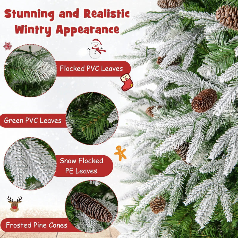 6/7.5/9 FT Pre-Lit Artificial Christmas Tree with 765/1135/1871 Tips and 280/470/690 Warm-White LED Lights by DirectDeals