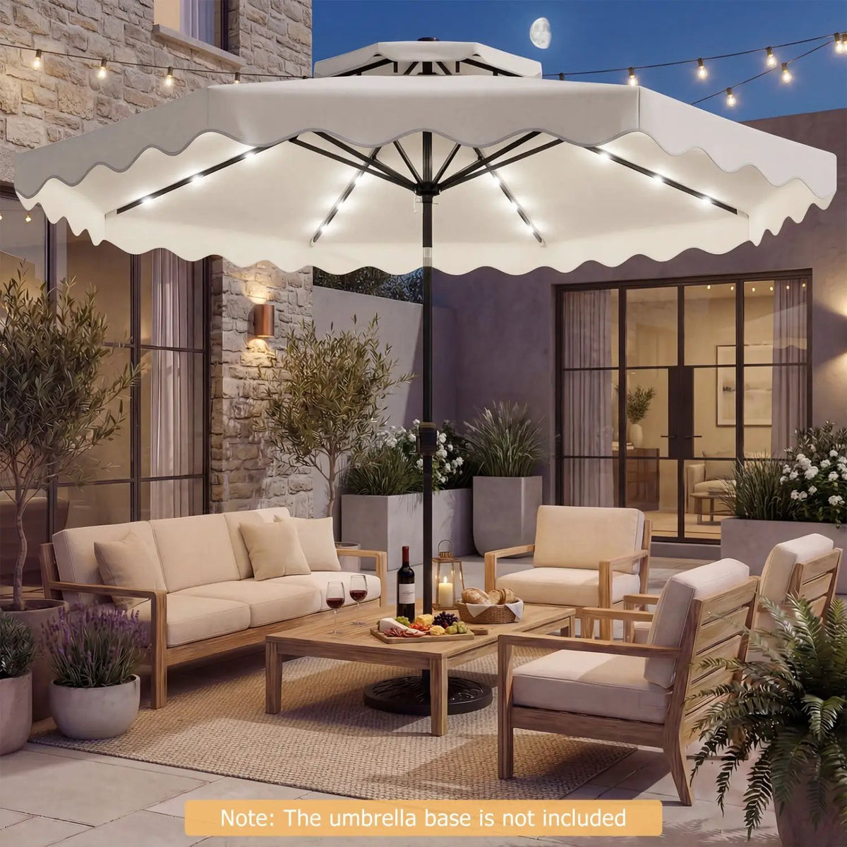 9 FT Solar LED Patio Umbrella Push-Button Tilt and Crank 24 LED Lights and 8 Ribs, photo 37 of 40