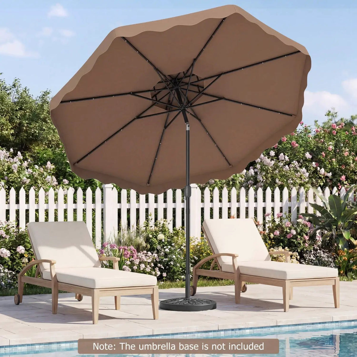 9 FT Solar LED Patio Umbrella Push-Button Tilt and Crank 24 LED Lights and 8 Ribs, photo 27 of 40