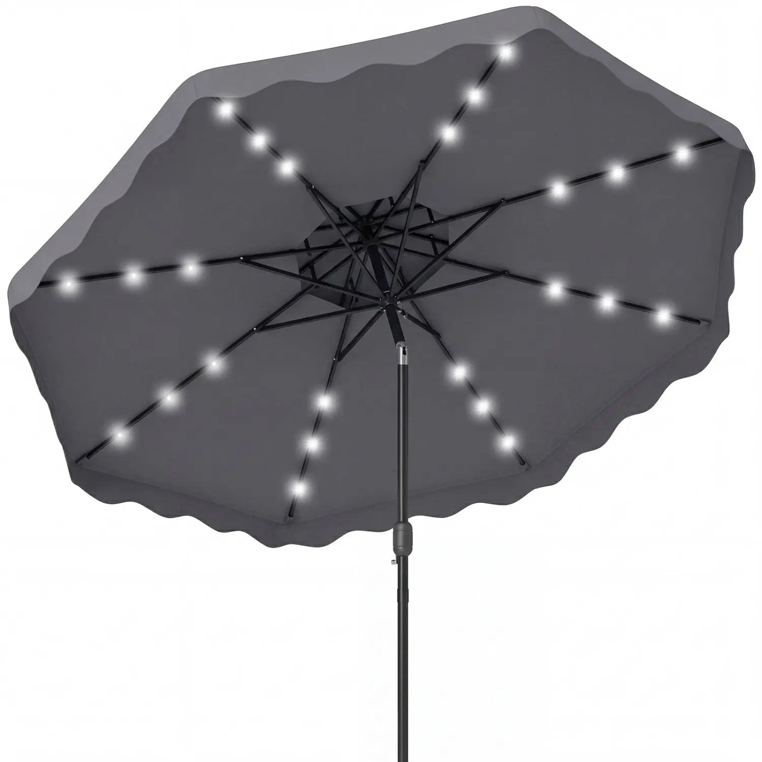 9 FT Solar LED Patio Umbrella Push-Button Tilt and Crank 24 LED Lights and 8 Ribs by DirectDeals