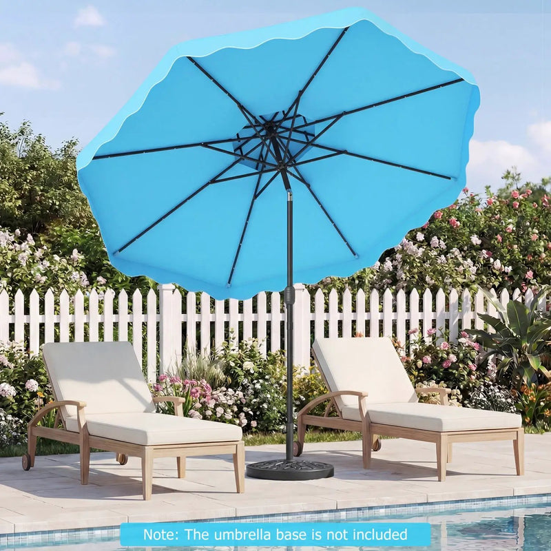 9 FT Solar LED Patio Umbrella Push-Button Tilt and Crank 24 LED Lights and 8 Ribs by DirectDeals