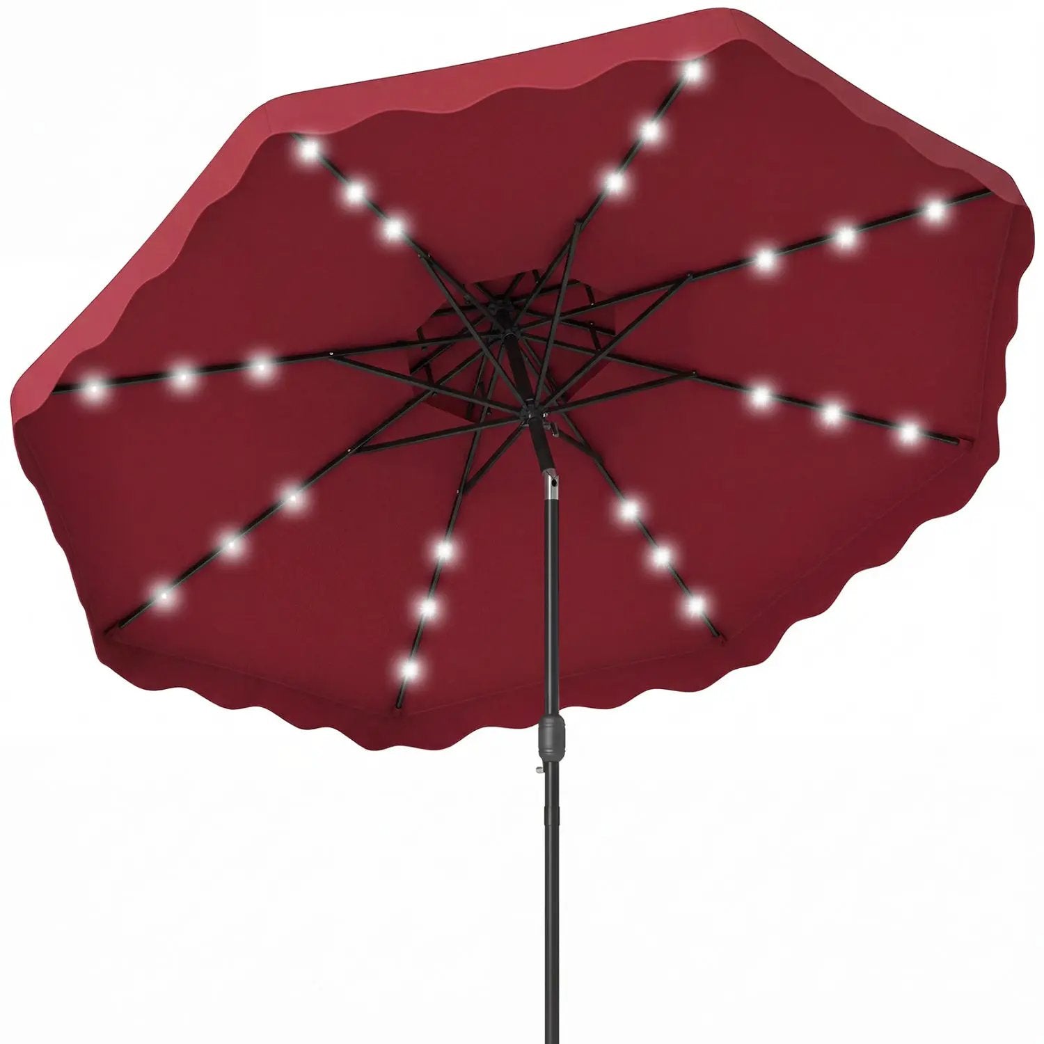 9 FT Solar LED Patio Umbrella Push-Button Tilt and Crank 24 LED Lights and 8 Ribs by DirectDeals