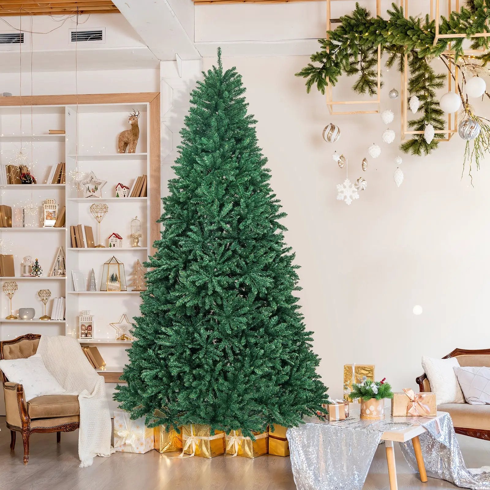 9 Feet Hinged Premium Artificial PVC Christmas Tree with Solid Metal Stand by DirectDeals