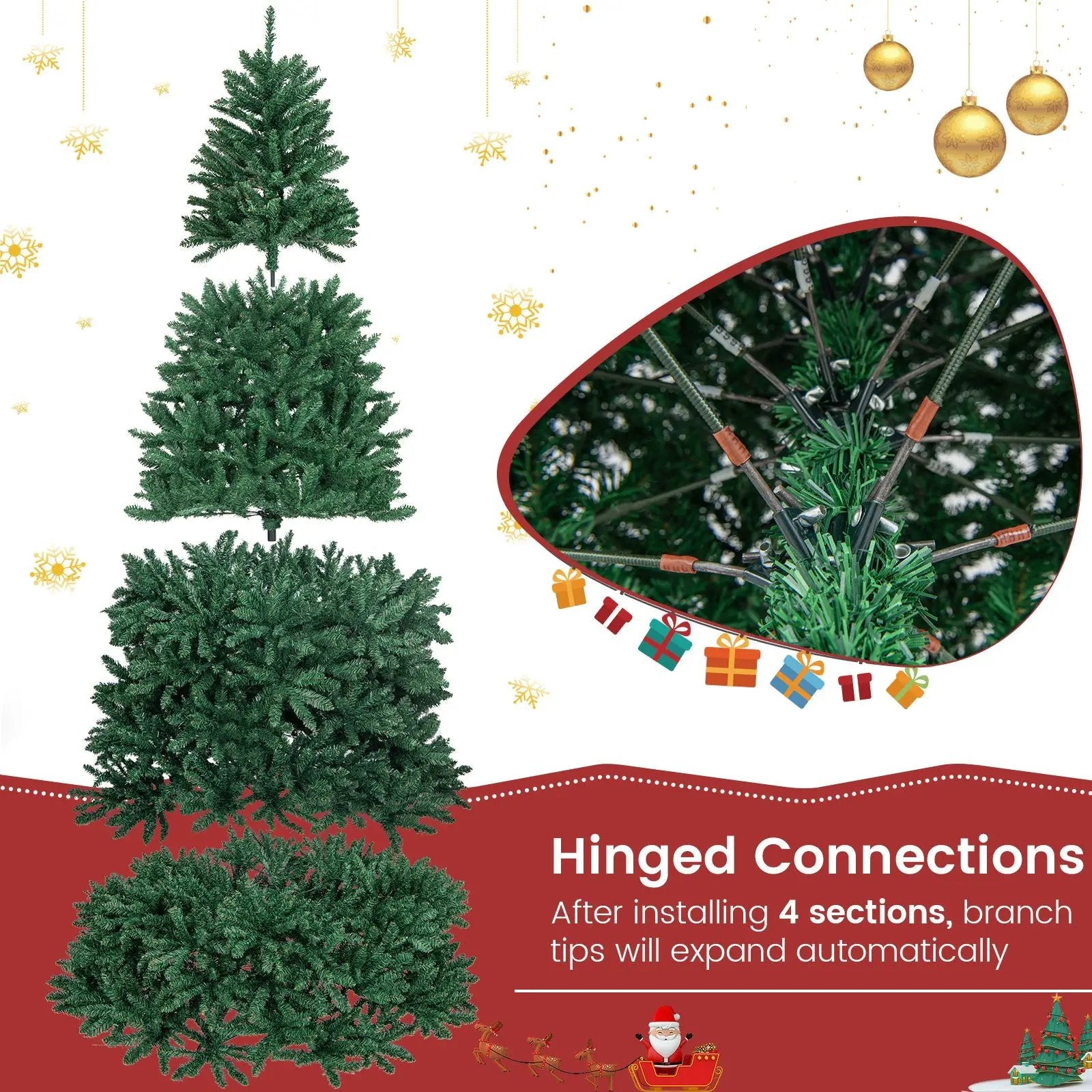 9 Feet Hinged Premium Artificial PVC Christmas Tree with Solid Metal Stand by DirectDeals