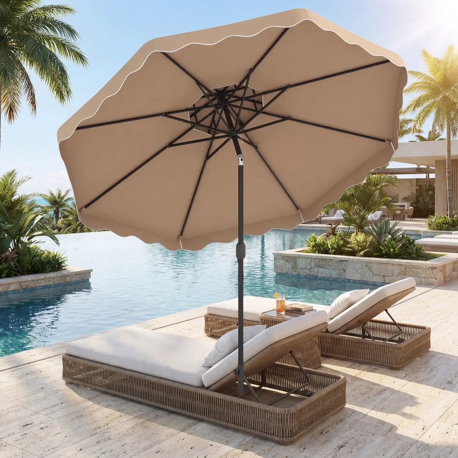 9 Feet Patio Umbrella with Push Button Tilt and Crank by DirectDeals
