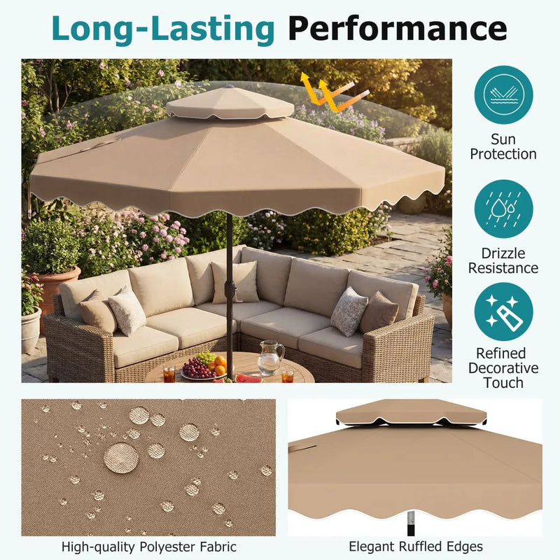 9 Feet Patio Umbrella with Push Button Tilt and Crank by DirectDeals