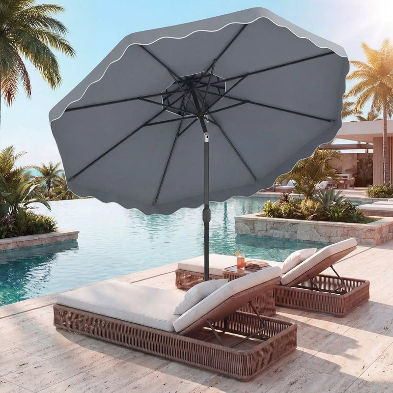 9 Feet Patio Umbrella with Push Button Tilt and Crank by DirectDeals