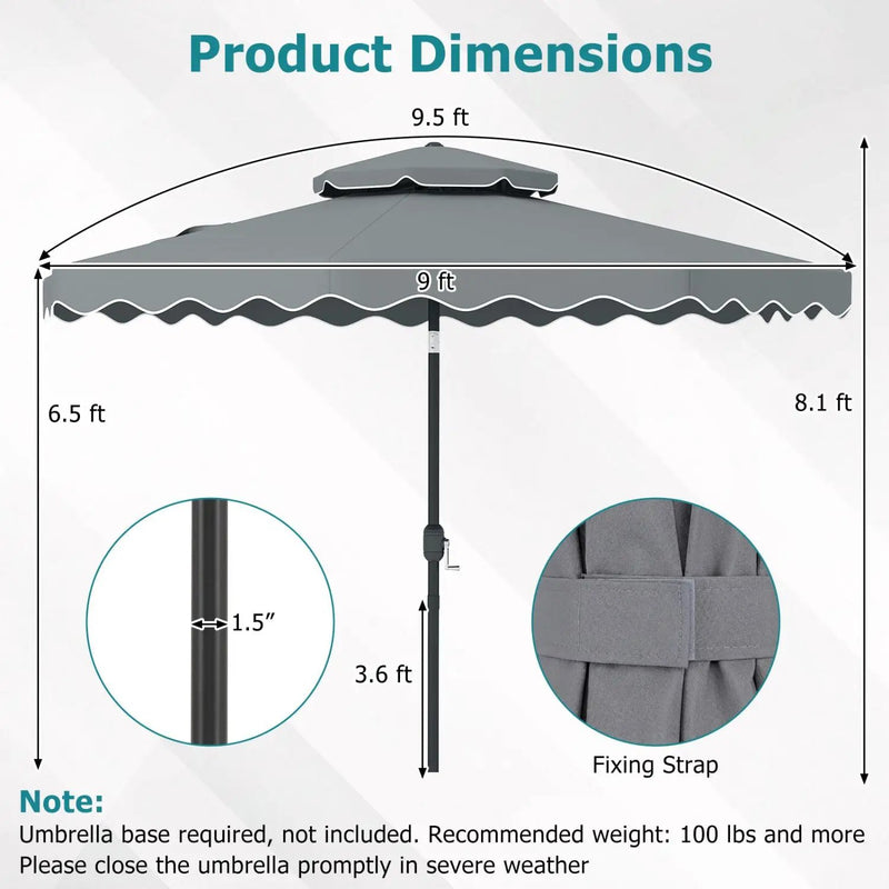 9 Feet Patio Umbrella with Push Button Tilt and Crank by DirectDeals