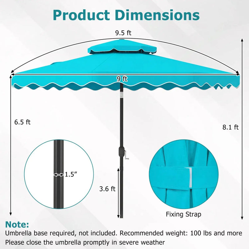 9 Feet Patio Umbrella with Push Button Tilt and Crank by DirectDeals