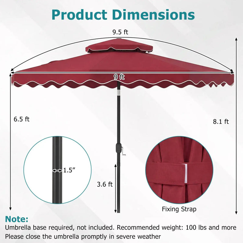 9 Feet Patio Umbrella with Push Button Tilt and Crank by DirectDeals