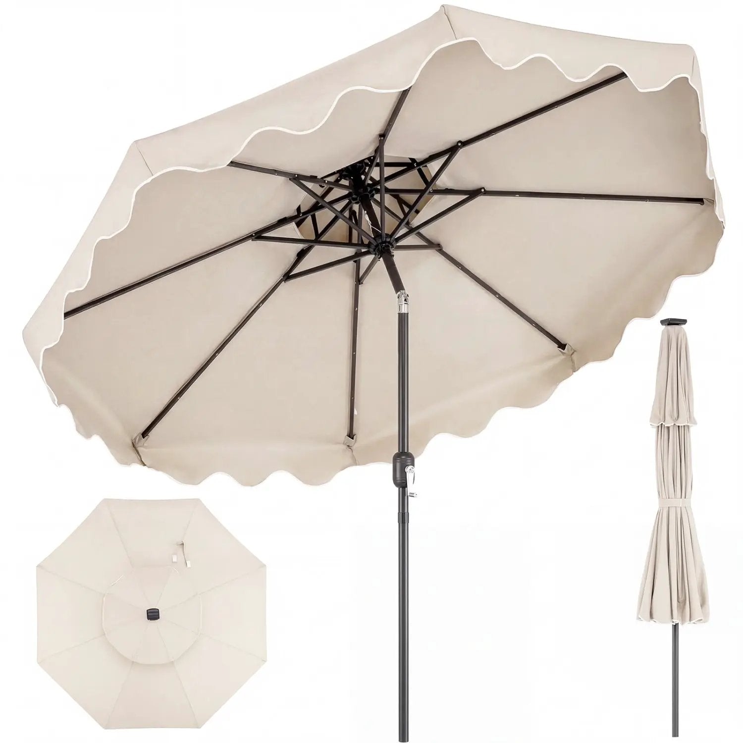 9 Feet Patio Umbrella with Push Button Tilt and Crank by DirectDeals