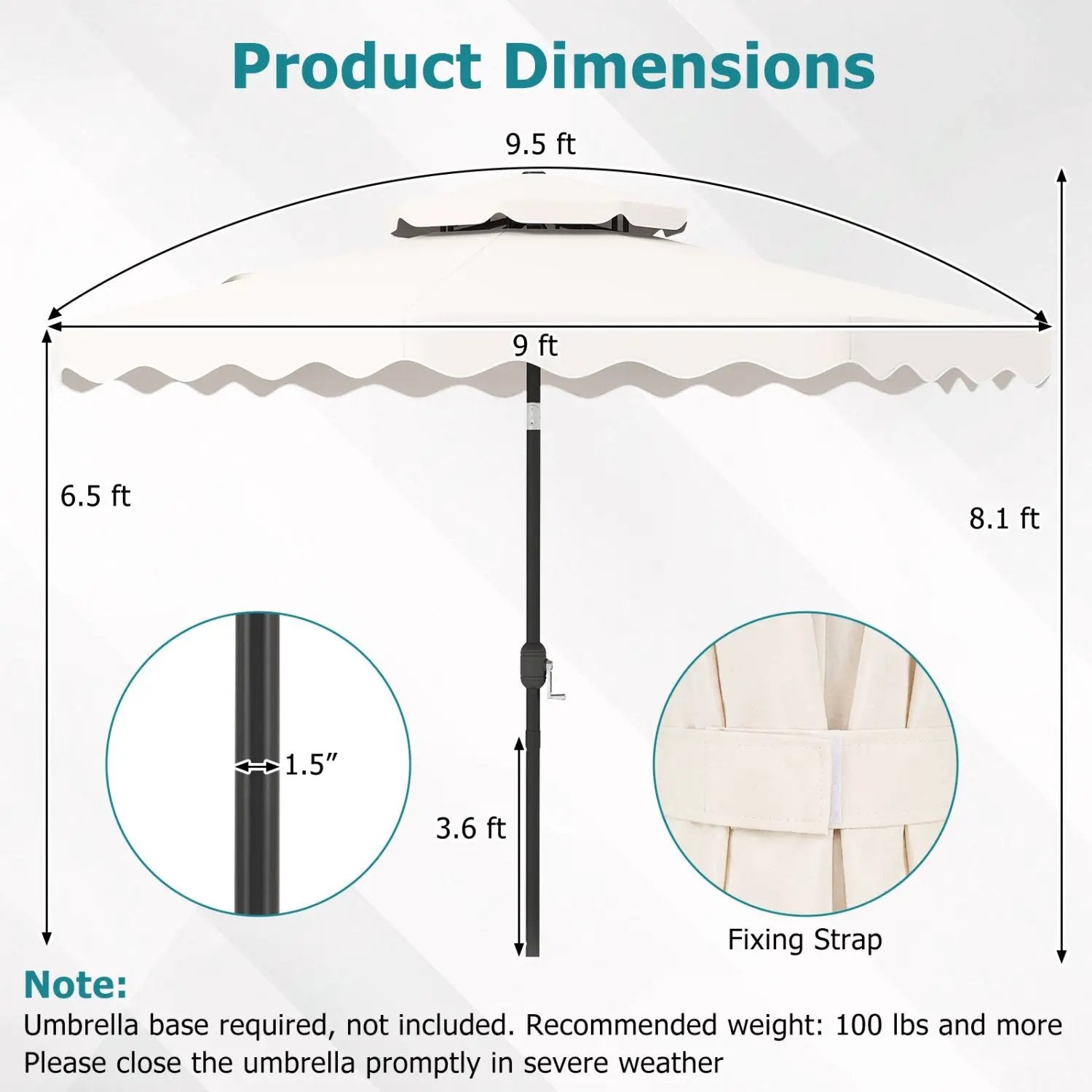 9 Feet Patio Umbrella with Push Button Tilt and Crank by DirectDeals