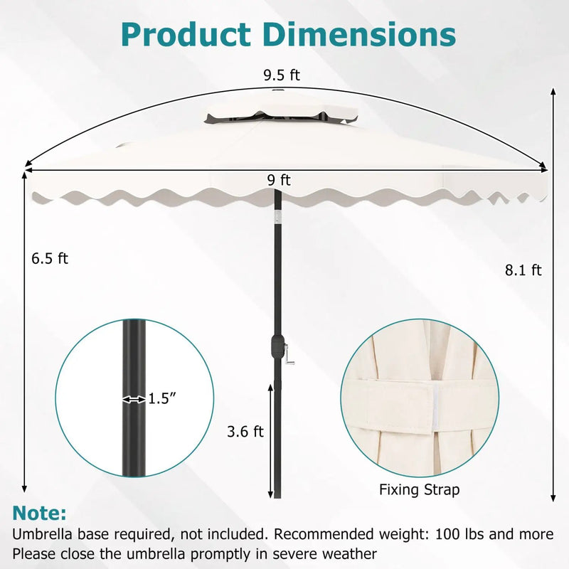 9 Feet Patio Umbrella with Push Button Tilt and Crank by DirectDeals
