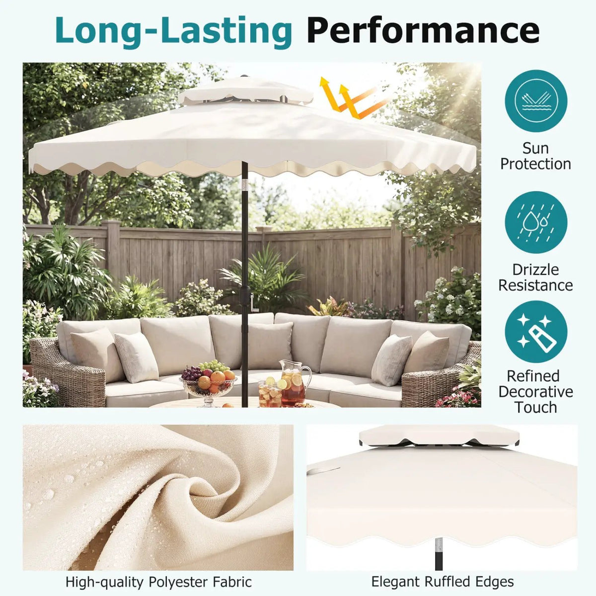 9 Feet Patio Umbrella with Push Button Tilt and Crank, photo 39 of 40