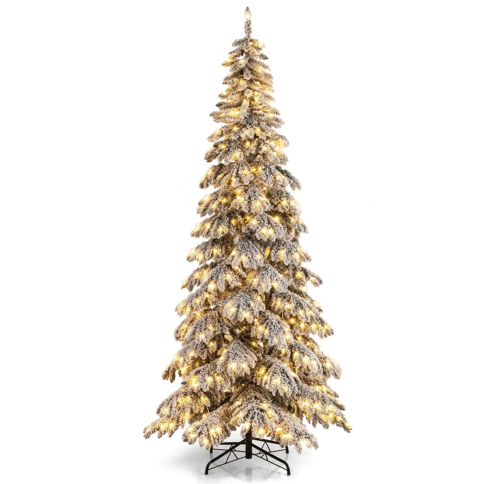 9 Feet Pre-Lit Artificial Xmas Tree Hinged Xmas Tree with Quick Power Connectors by DirectDeals