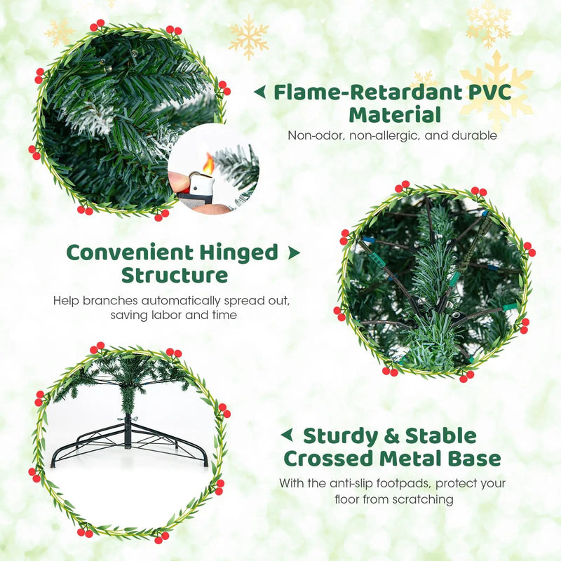 9 FT Pre-Lit Artificial Christmas Tree with 1298 Snowy Branch Tips by DirectDeals