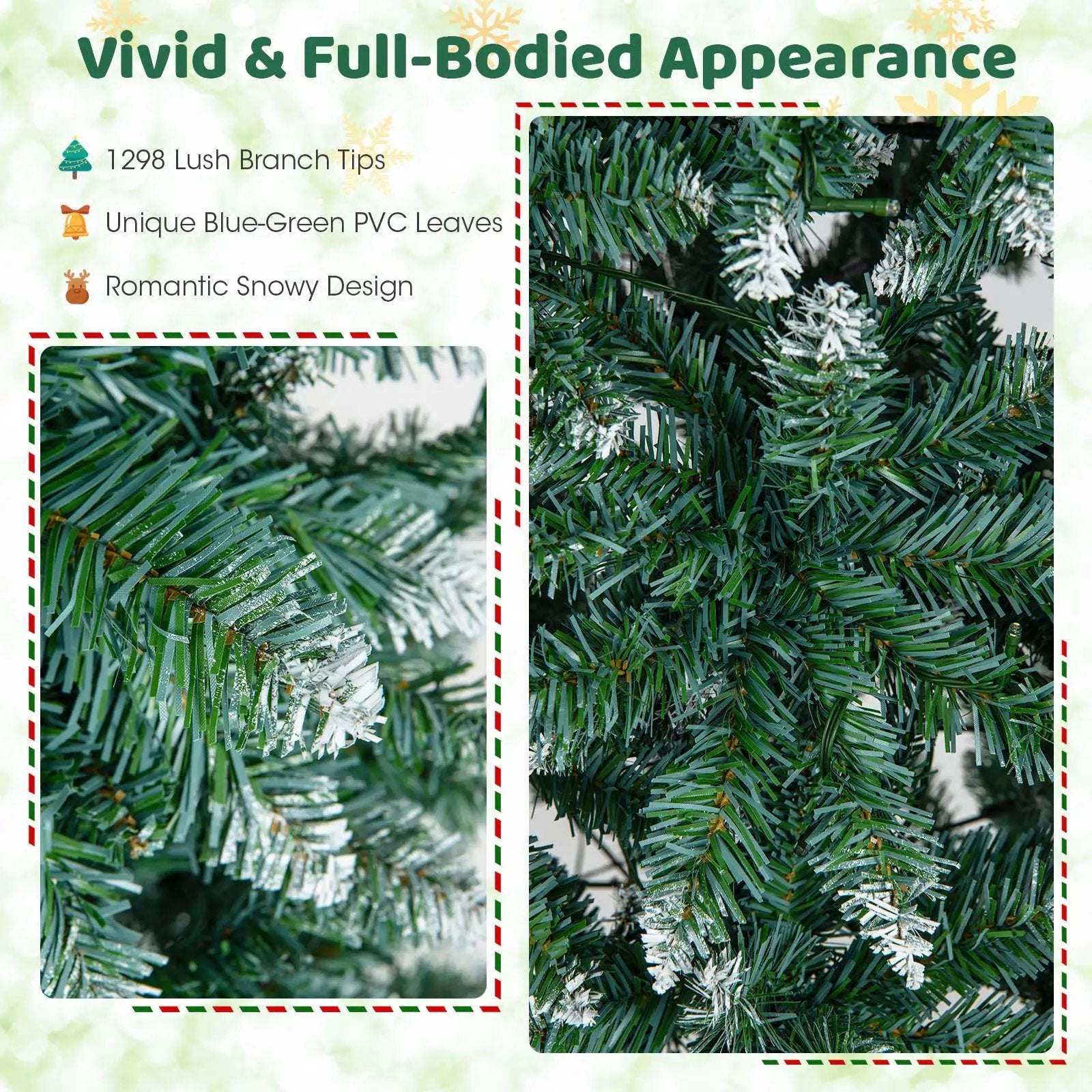 9 FT Pre-Lit Artificial Christmas Tree with 1298 Snowy Branch Tips by DirectDeals
