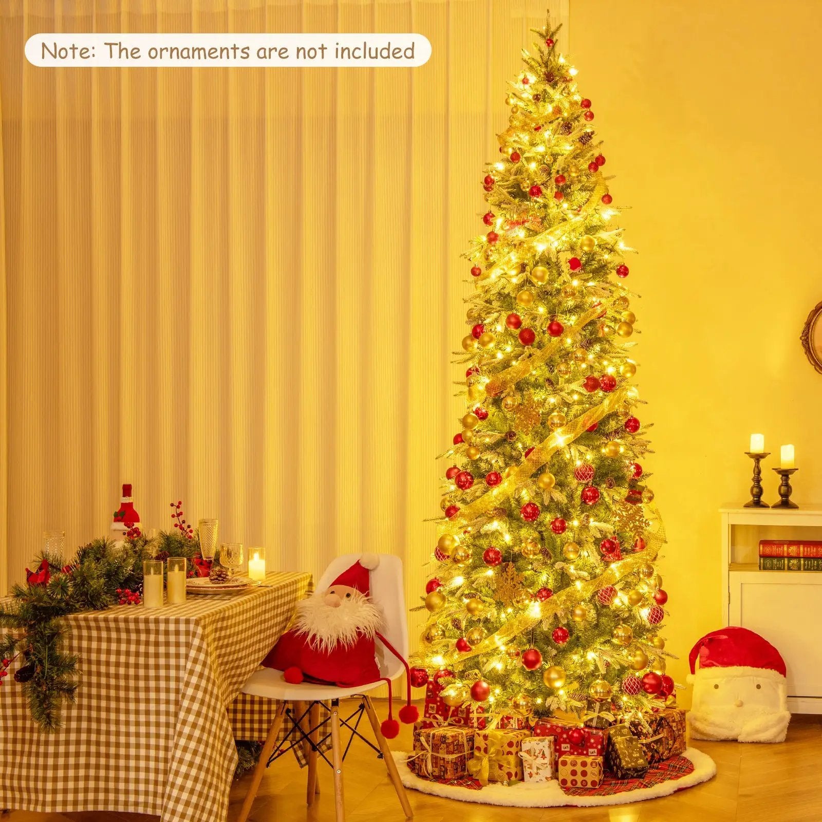 6/7.5/9 Feet Pre-Lit Artificial Christmas Tree Snow Flocked Hinged by DirectDeals