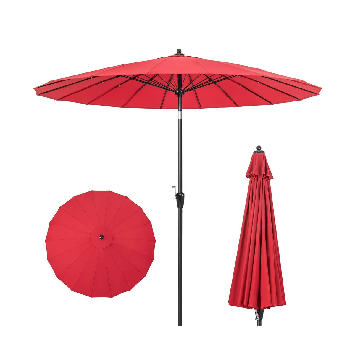 9 Feet Round Patio Umbrella with 18 Fiberglass Ribs, photo 8 of 9