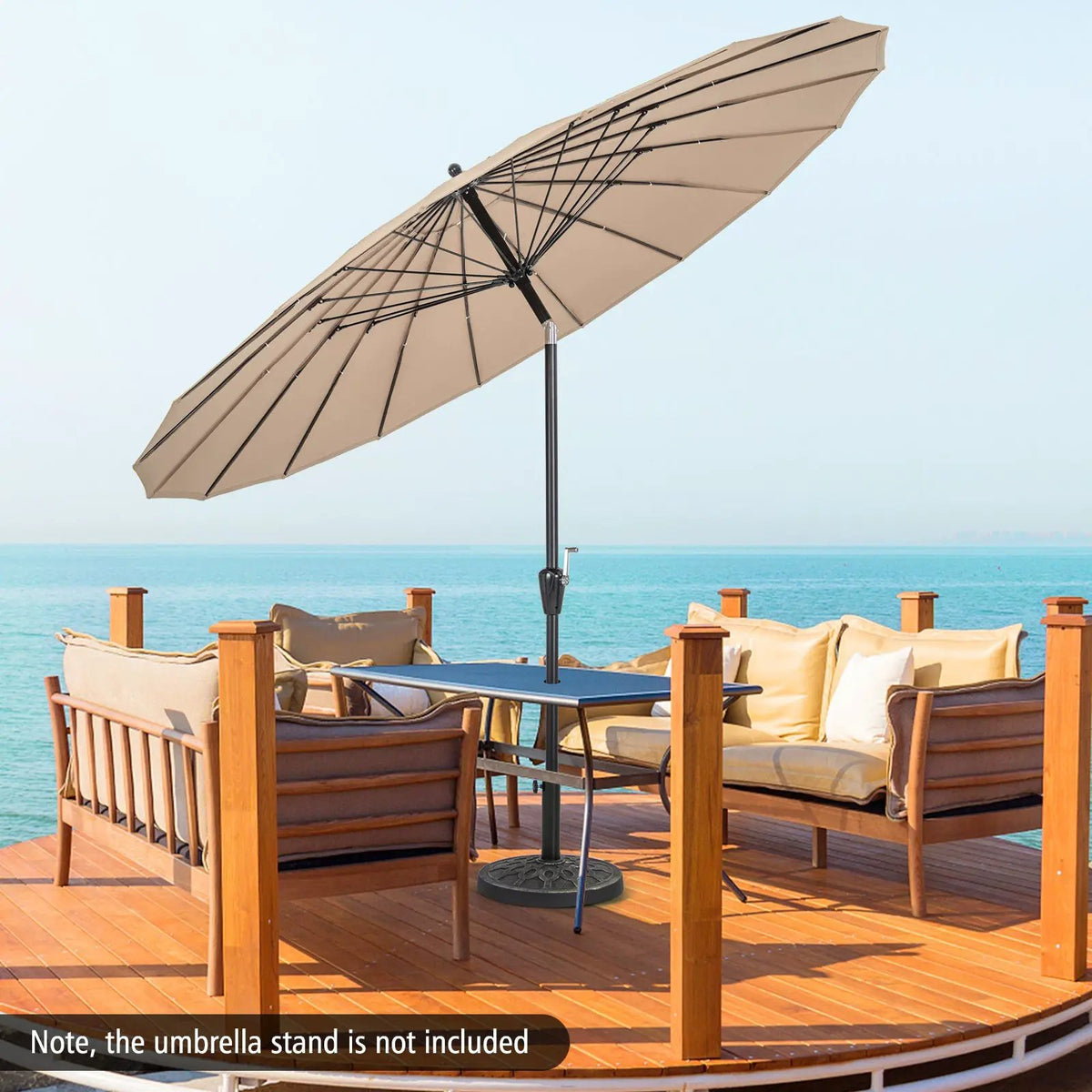 9 Feet Round Patio Umbrella with 18 Fiberglass Ribs, photo 6 of 9