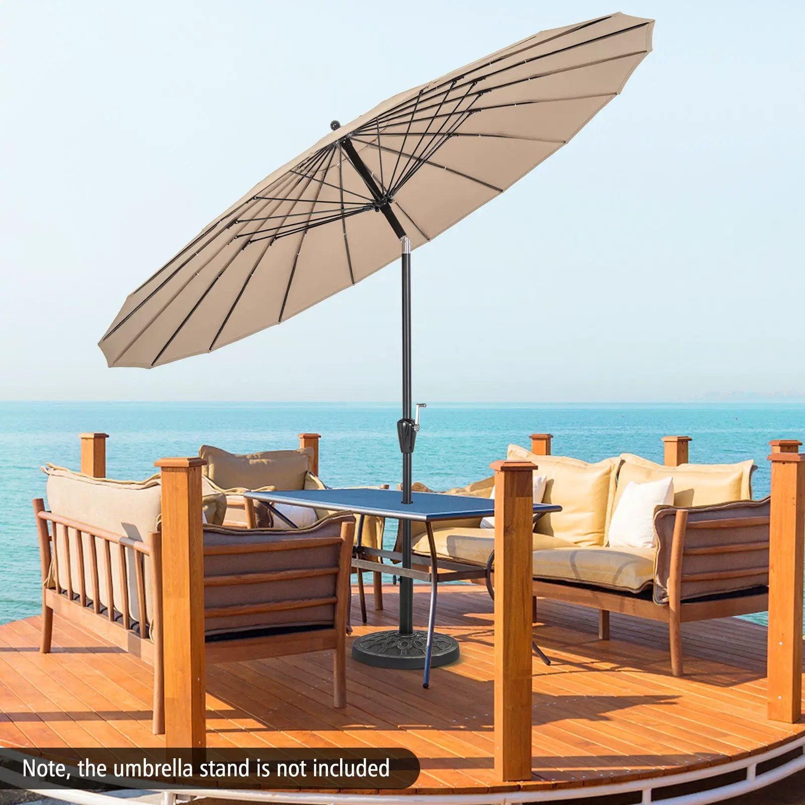 9 Feet Round Patio Umbrella with 18 Fiberglass Ribs by DirectDeals