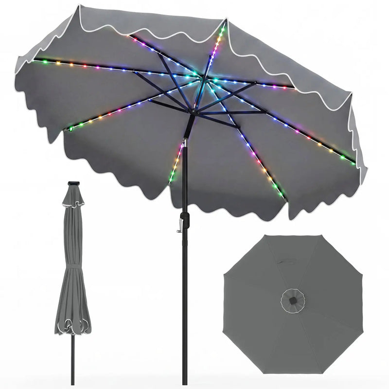 9 Ft Solar Patio Umbrella with LED Lights by DirectDeals