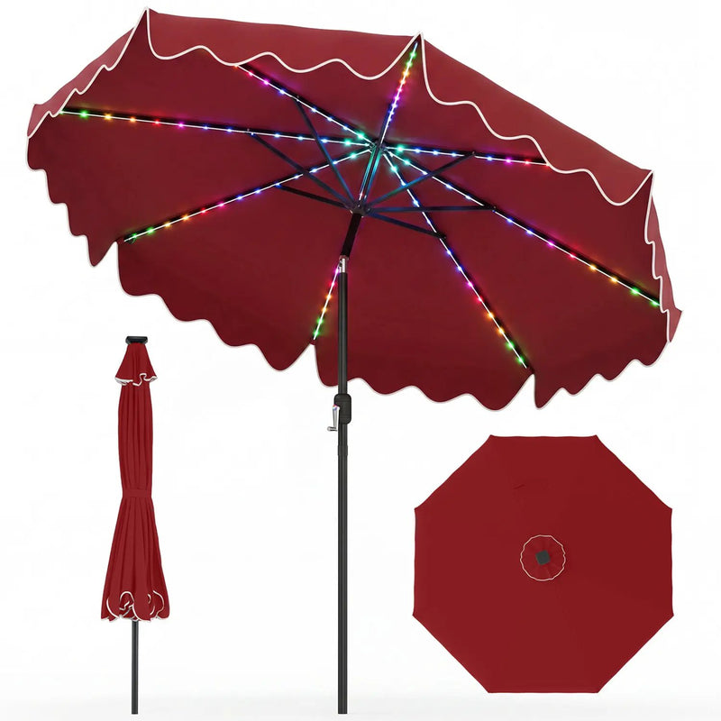 9 Ft Solar Patio Umbrella with LED Lights by DirectDeals