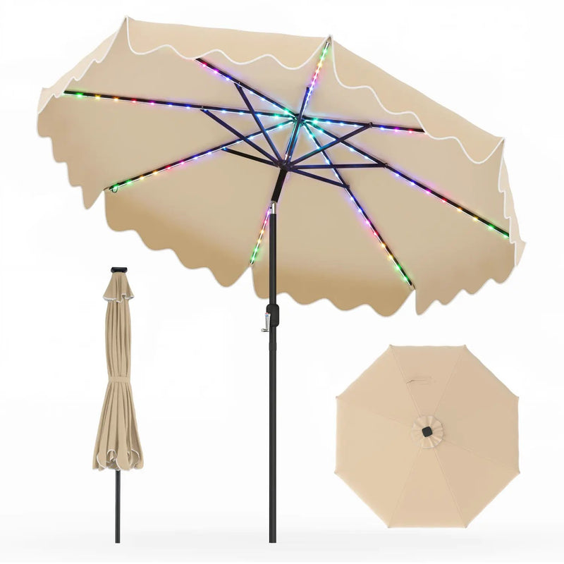 9 Ft Solar Patio Umbrella with LED Lights by DirectDeals