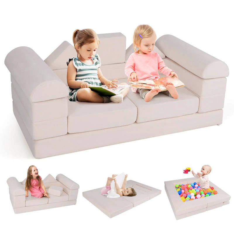 9-Piece Climb and Crawl Foam and Floor Playset with Breathable Suede Fabric by DirectDeals