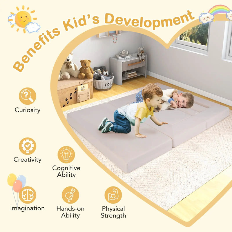 9-Piece Climb and Crawl Foam and Floor Playset with Breathable Suede Fabric by DirectDeals