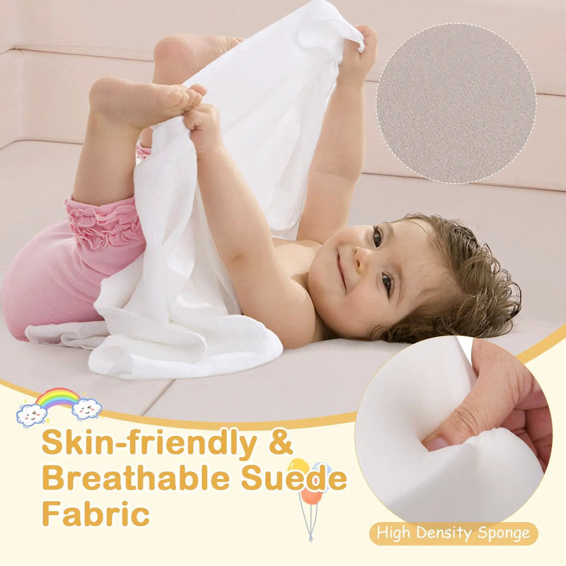 9-Piece Climb and Crawl Foam and Floor Playset with Breathable Suede Fabric by DirectDeals