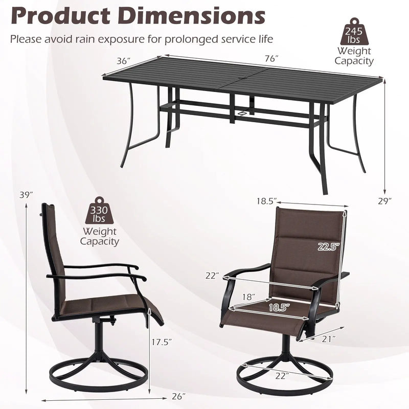 9-Piece Outdoor Dining Set for 8 with Umbrella Hole and 8 Chairs by DirectDeals