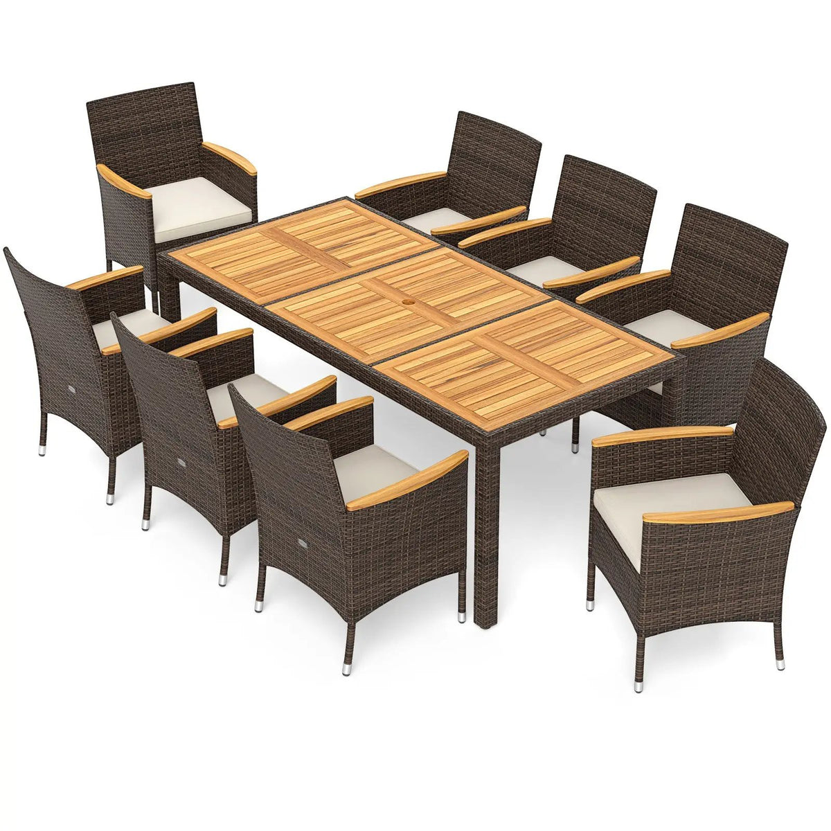 9 Piece Outdoor Dining Set with Acacia Wood Table Top, photo 5 of 16