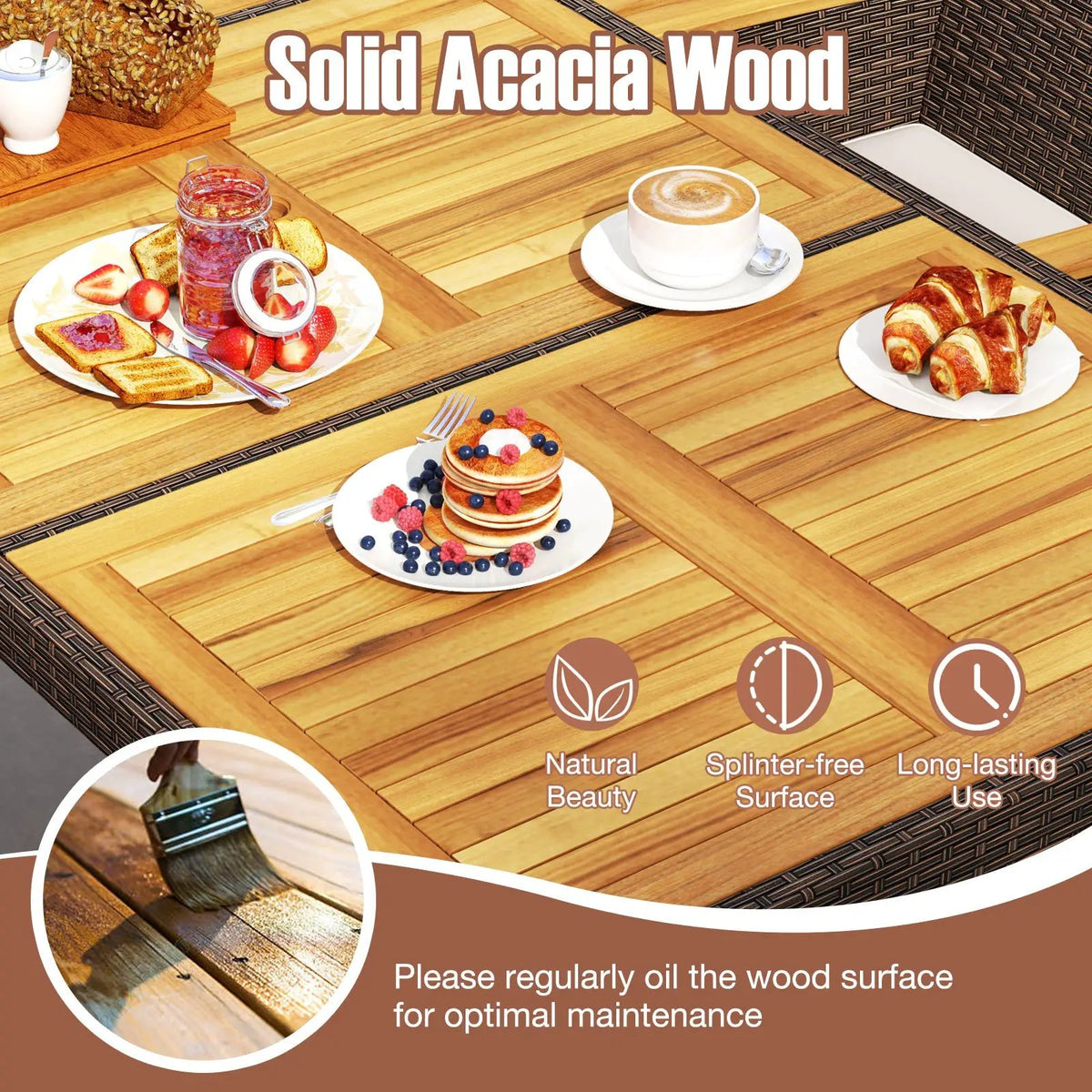 9 Piece Outdoor Dining Set with Acacia Wood Table Top, photo 11 of 16