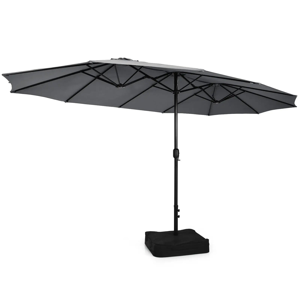 10 Piece Outdoor Dining Set with 15 Feet Double-Sided Twin Patio Umbrella, photo 30 of 38
