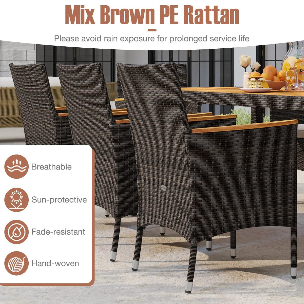 9 Piece Outdoor Dining Set with Acacia Wood Table Top, photo 13 of 16