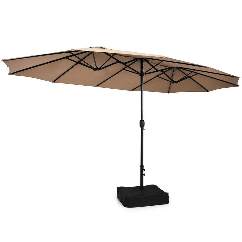 10 Piece Outdoor Dining Set with 15 Feet Double-Sided Twin Patio Umbrella by DirectDeals