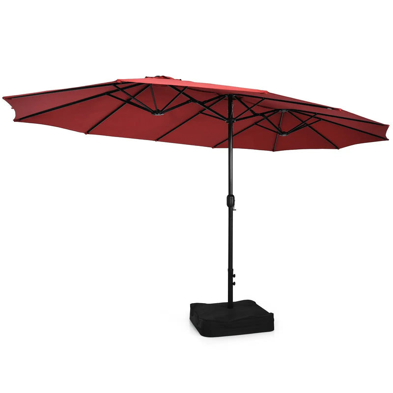 10 Piece Outdoor Dining Set with 15 Feet Double-Sided Twin Patio Umbrella by DirectDeals