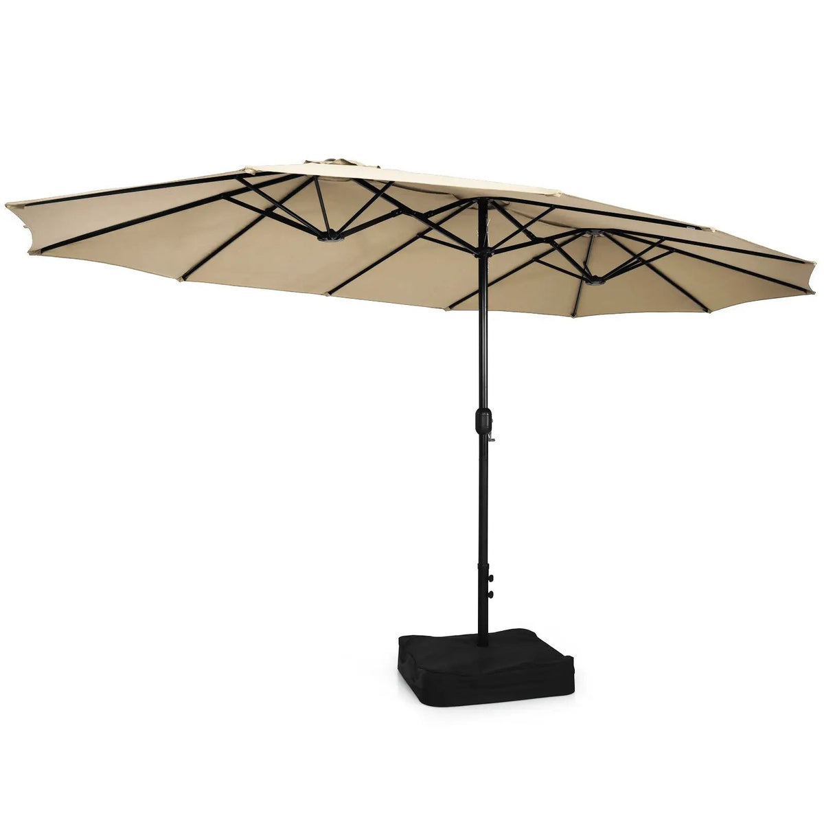 10 Piece Outdoor Dining Set with 15 Feet Double-Sided Twin Patio Umbrella, photo 32 of 38