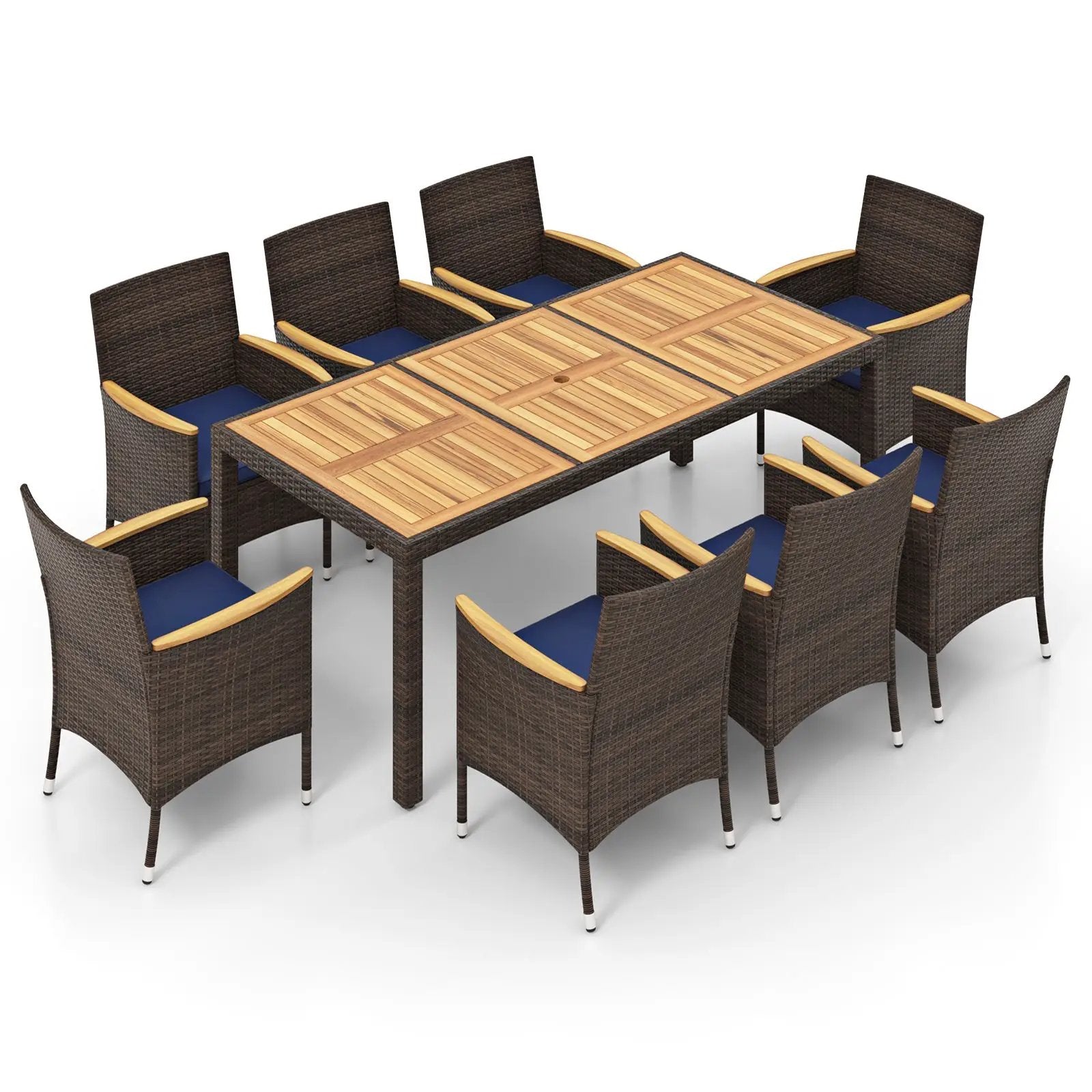 9 Piece Outdoor Dining Set with Acacia Wood Table Top by DirectDeals